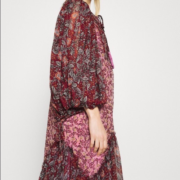 Free People Boho Burgundy Estelle Chiffon Maxi - Picture 7 of 13